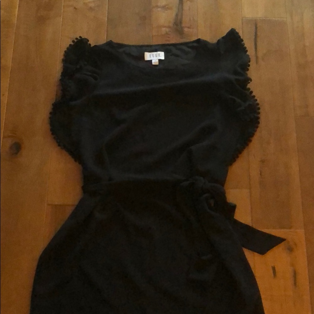 Tie waist black dress